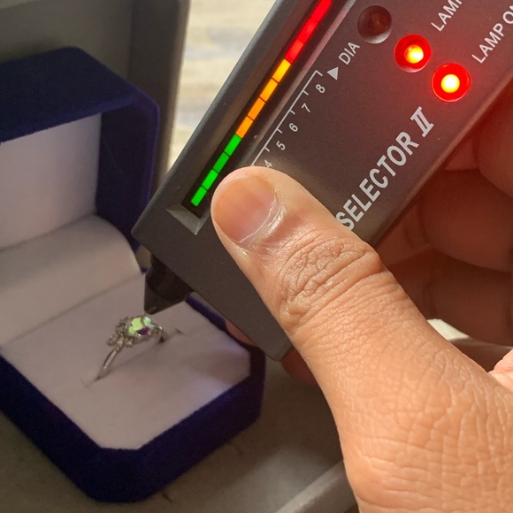 Certified, Royal Blue & Mercury Mist Mystic Moissanite Ring - Picture 5 of 16